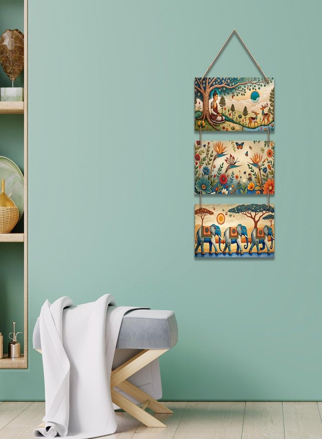 Artvibes Tranquility of Buddha & Nature Wooden Wall Haning for Living Room | Spiritual Decor Items | Wall Art Painting For Hall | Wall Paintings | Handcrafted Art | Wall Poster | Gift Items (WH_9441N) - Image 3
